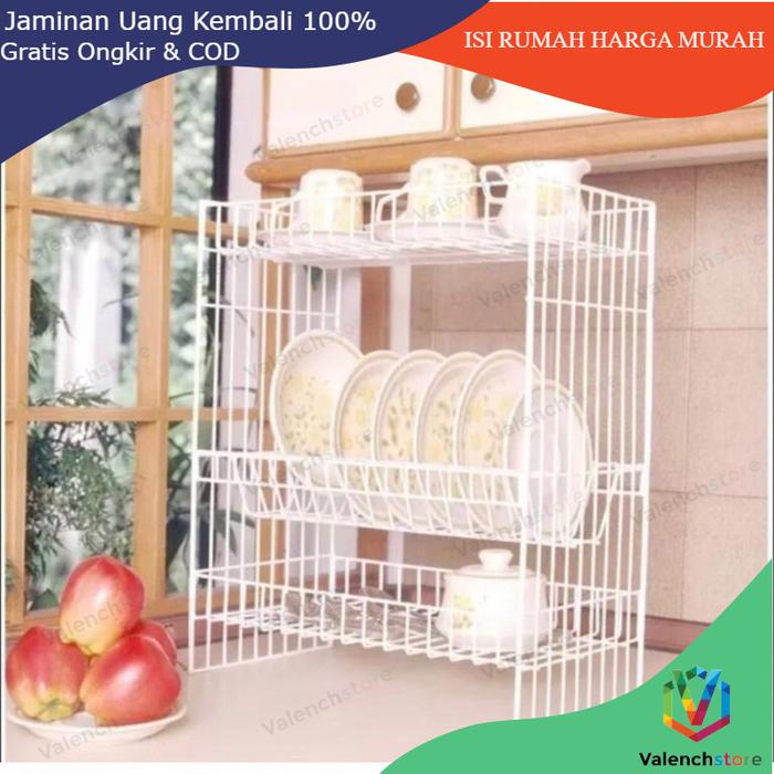 ORIGINAL RPL 03 HITAM / RAK PIRING SUSUN 3 ANTI KARAT / rak kawat susun 3 / rak piring RPL 03 / rak
