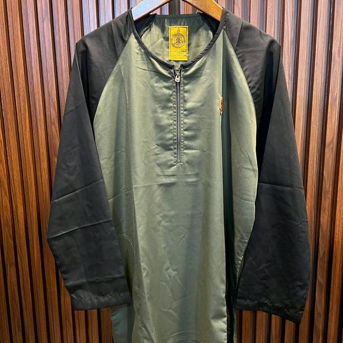 AL AMWA PREMIUM HISYAM 1 baju kurta kombinasi lengan panjang polos tanpa manset - atasa gamis Pakist