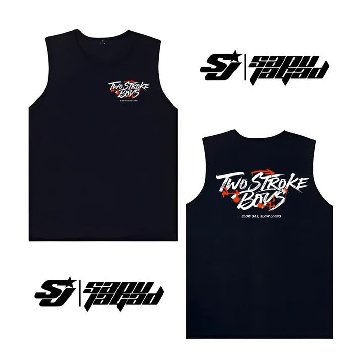 Singlet Two Stroke Boys Slow Gas , Slow Living Free Stiker