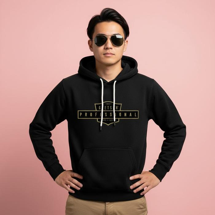 Hoodie Gretsch Professional Guitar Premium Fleece Cloth Sweater Jacket Hood Black Hitam
