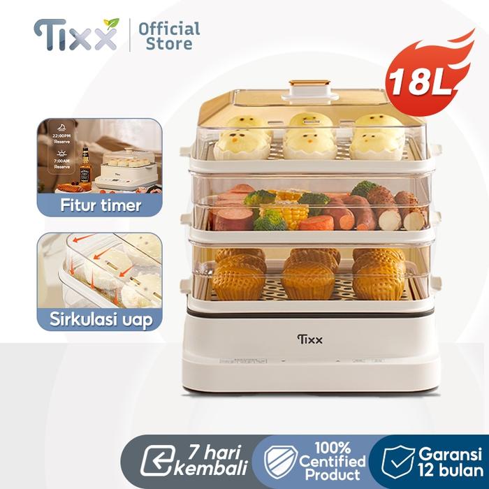 TIXX Kukusan Listrik Low Watt 18L Electric Steamer Multifungsi Mengukus Telur Mengukus Ikan