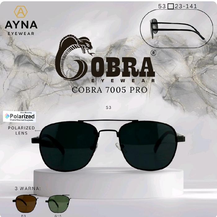 AYNA Eyewear Cobra 7005 Pro Kacamata Hitam Polarized Lensa Hitam 53-23-141 S3 Warna S3 G15 Glasses