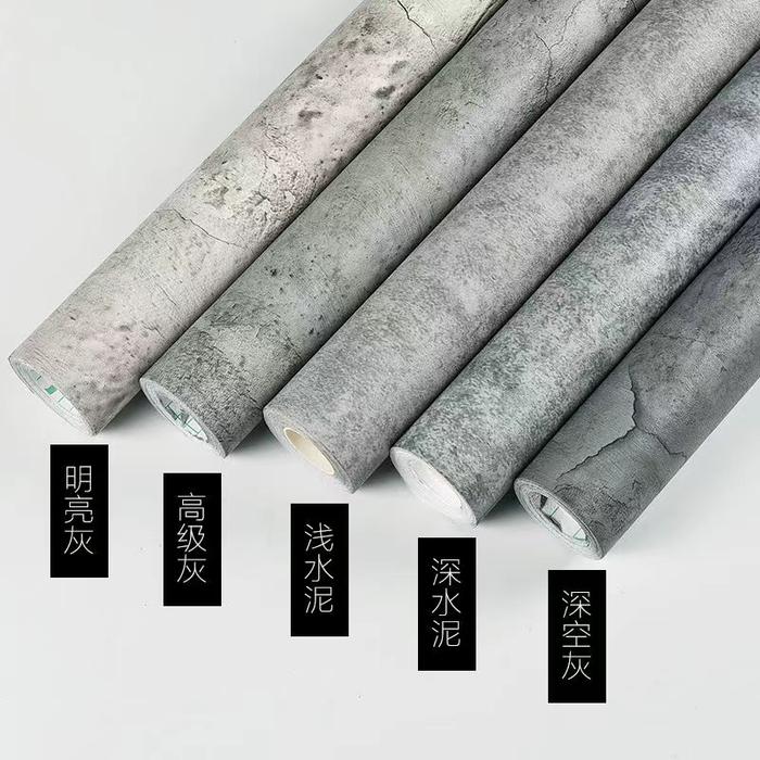 PVC Waterproof Cement Grey Wallpaper Retro Industrial Wallpaper For