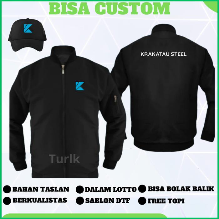 Jaket Krakatau Steel Jaket Bomber Krakatau Custom Free Topi