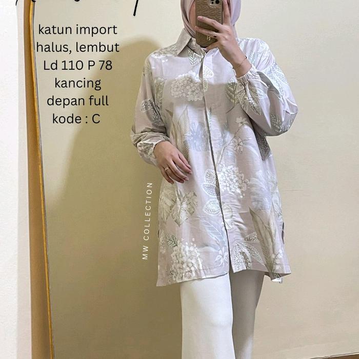 Adisa top best seller by mw collection, matt: katun import halus, lembut LD 110 P 78, kancing depan