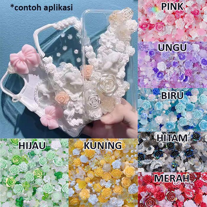 Hiasan Decoden Case Toploader Imut Mixed BUNGA MUTIARA Topping Dekorasi Deco Cream