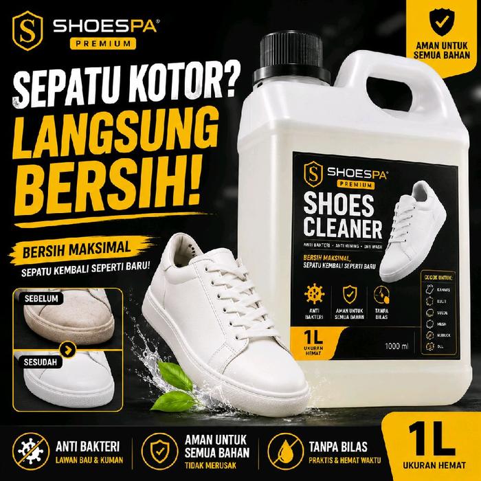 Shoes Cleaner Jrigen 1L Anti Kuning | Pembersih Sepatu Putih Tanpa Air Cepat Bersih