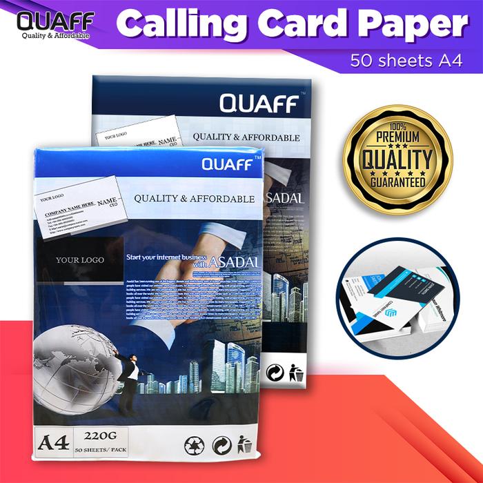 QUAFF Kertas Kartu Panggilan Matte Dua Sisi Ukuran A4 / Kertas Cardstock 220gsm & 250gsm (50 lembar)