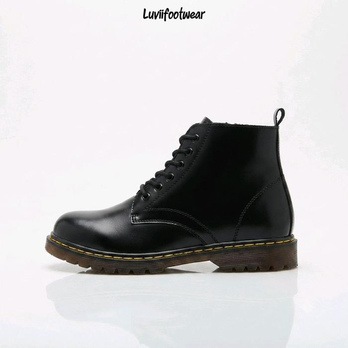ARETHA Black Series - High Boots Docmart 6 Hole Pria Original Kulit Asli Shoes