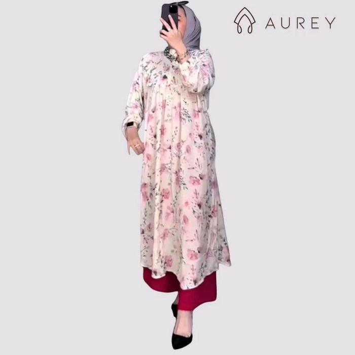 Aurey - oneset long tunik wanita namira setelan tunik panjang rayon busui setelan celana lengan