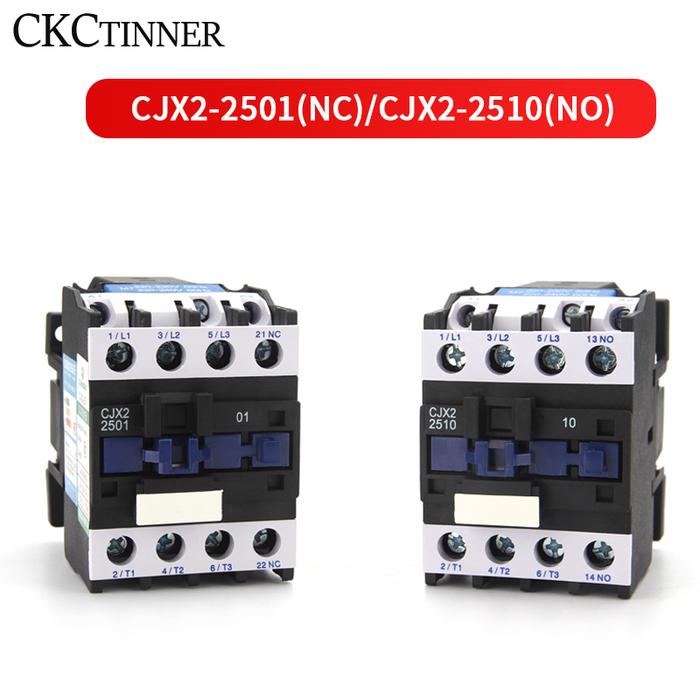 CJX2-2501/2510 50/60HZ 25A AC contactor Din Rail Mounted 3P+1NO