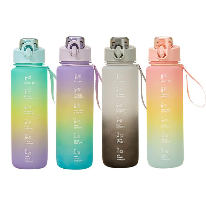Terlaris, 1 Liter Botol Air dengan Botol Air Olahraga Motivasi Jerami