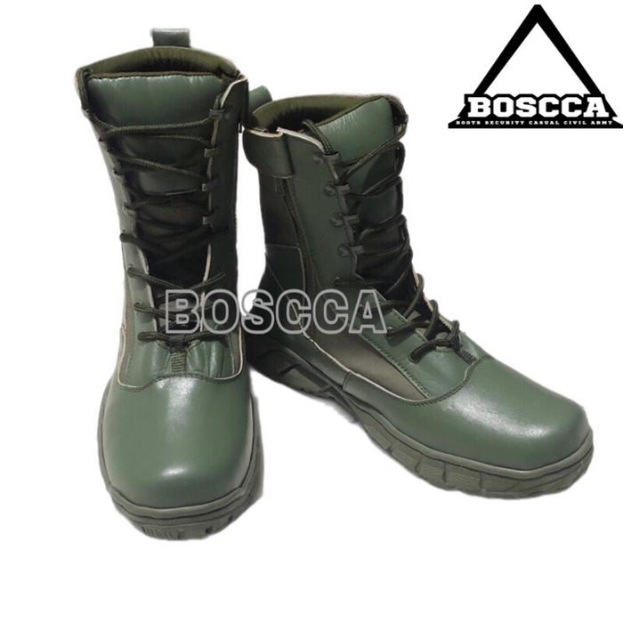 Sepatu PDL hijau BRIMOB sol wb Merek boscca Pria Boots Shoes