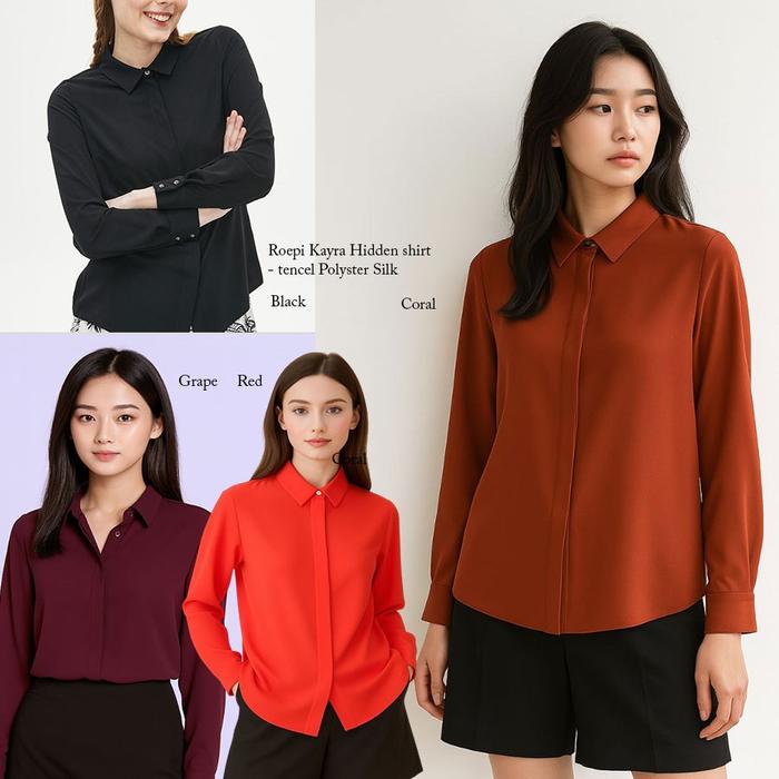 ROEPI KAYRA HIDDEN SHIRT Baju Atasan Kemeja Wanita