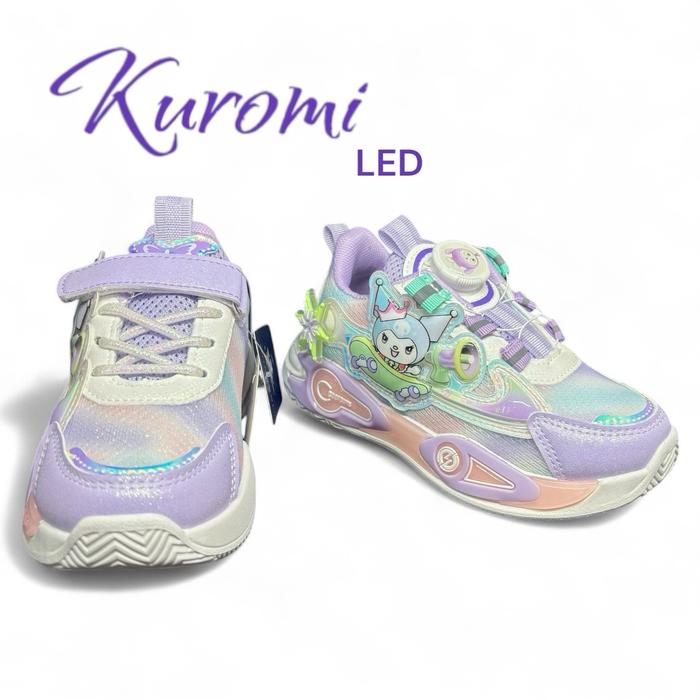 Sepatu anak KUROMI vlc dan roda putar Ungu Fashion