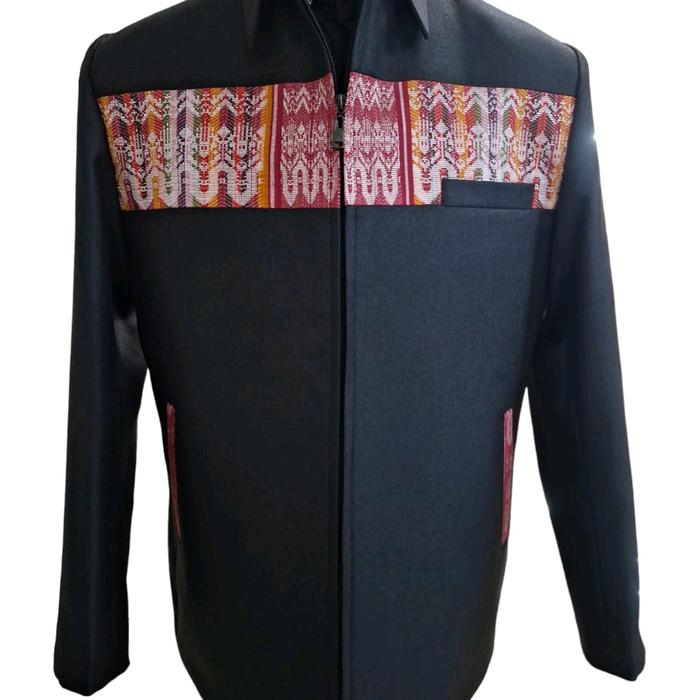 KODE: 11 Jasket pilihan ku. hitam glosy kombinasi ulos songket. Jasket Panjang Dewasa Keren Casual P
