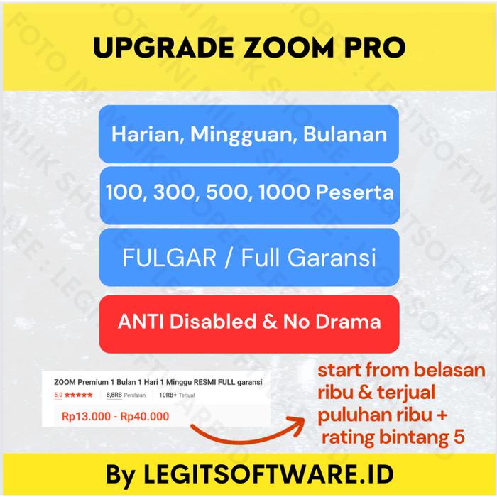 Zoom Premium 1 Bulan 1 Hari 1 Minggu Resmi Full Garansi