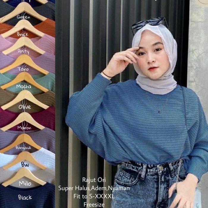 outer [BEST SELLER] BLOUSE RAJUT BATWING | ATASAN WANITA MODEL KELELAWAR | BAJU RAJUT KALONG KNIT