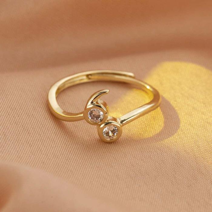 Semicolon Ring CINCIN Titanium Anti Karat Elegan & Adjustable untuk Wanita Tahan Air Kilauan Menguba