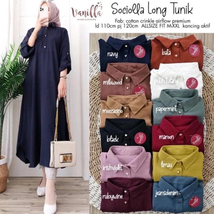 Sociolla Long Tunik Crincle Premium
