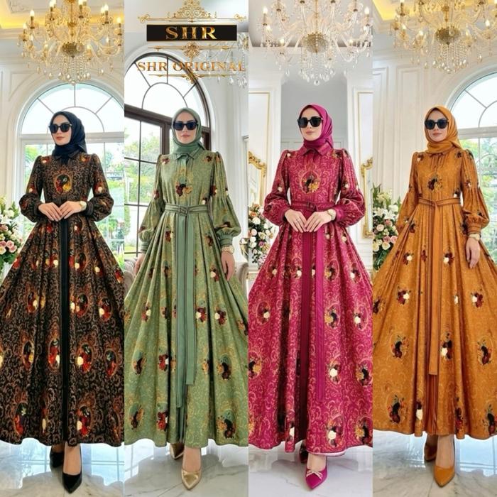 BISA COD NEW READY MAXI DRESS SCUBA CERMIN FULL KANCING BY SHR