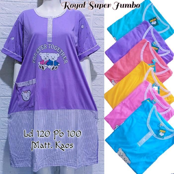 Daster Kaos Jumbo Busui Kain Tebal Menyusui Rayon Bumil Wanita Pendek