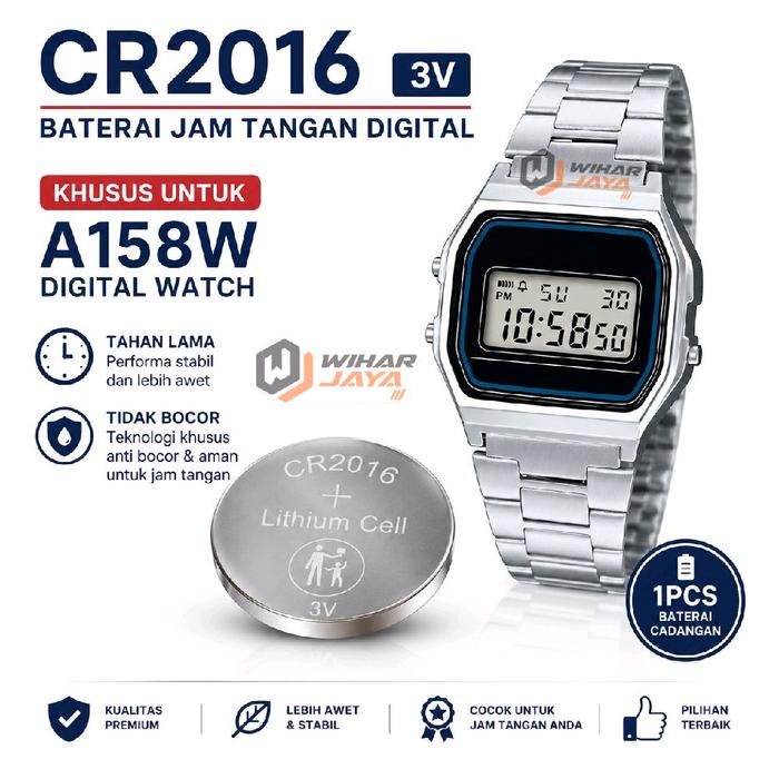 Baterai CR2016 3V untuk Jam Tangan Digital A158W A-158W Lithium Battery Awet Tahan Lama Watches