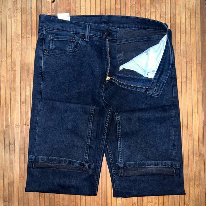 CELANA PANJANG 505 REGULAR STRAIGHT FIT MIDNIGHT BLUE WASH STRETCH DENIM JEANS uniqlo selvedge timbe