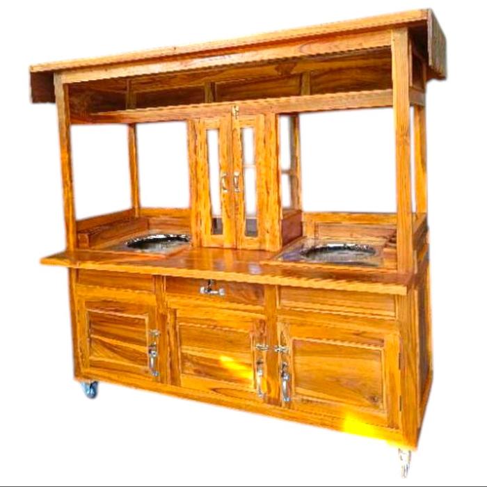gerobak mie ayam bakso booth kayu jati roda troli