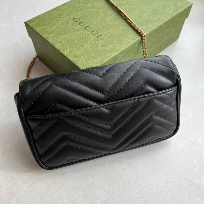 GUCCI GG MARMONT MINI WOC BAG IN BLACK INCLUDE WHITE CARDHOLDER