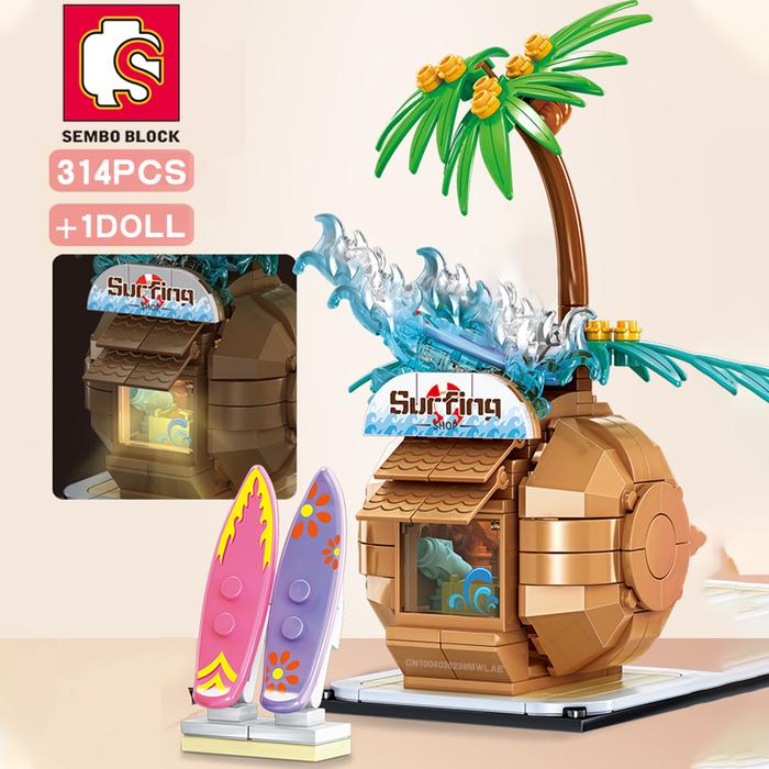 SEMBO BLOCK 314PCS Lighting Coconut Fruit House Building Blocks City