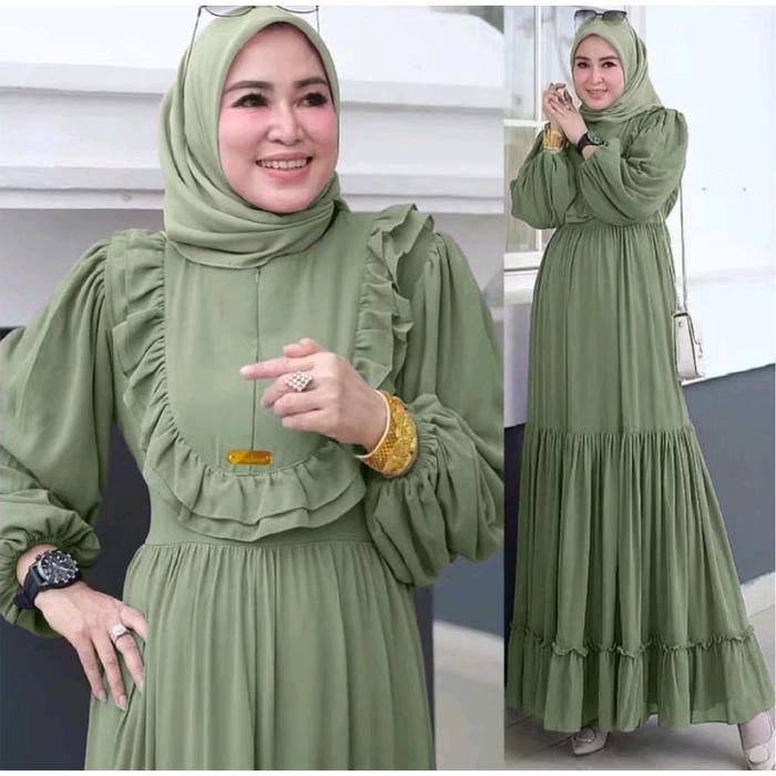 Dress Rempel Susun - Gamis Rempel Dada - Abaya Rempel Susun