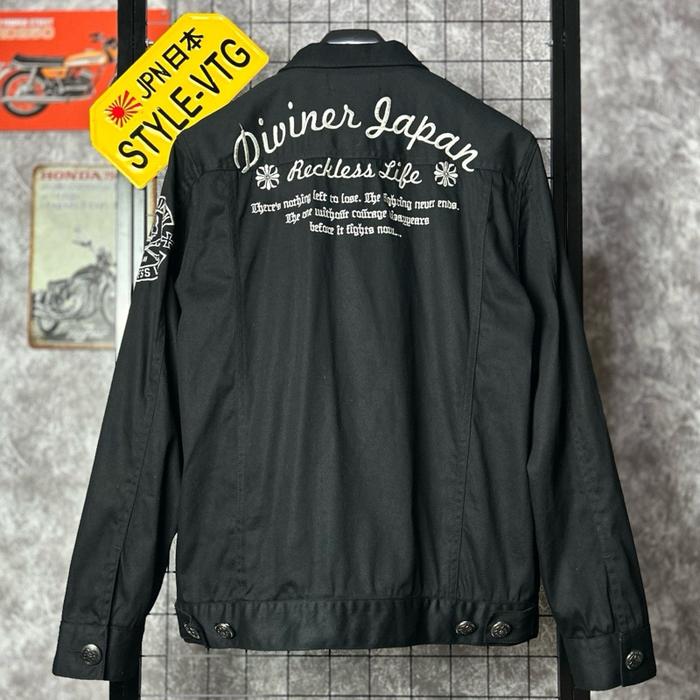 jaket trucker Diviner japan jepang original cotton katun kanvas bkn sukajan biker motor jeans denim 