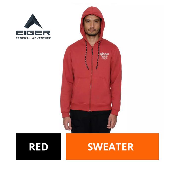 Sweater Pria Eiger Original Red Katun Tigerhood Hoodie Zip Sweater