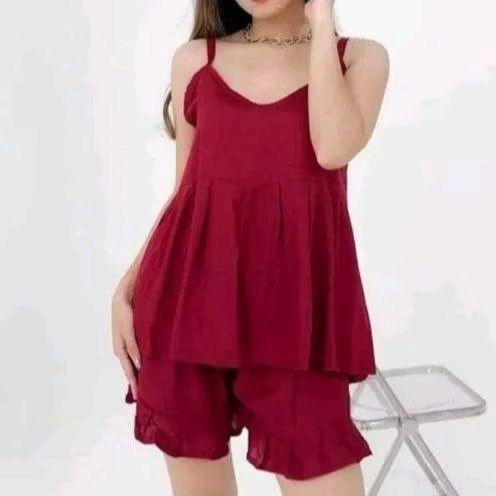 Piyama Rayon Dewasa Motif Busui Wanita Pendek Tidur Celana Talo Set - Baju, Katun, Kotak, Panjang di
