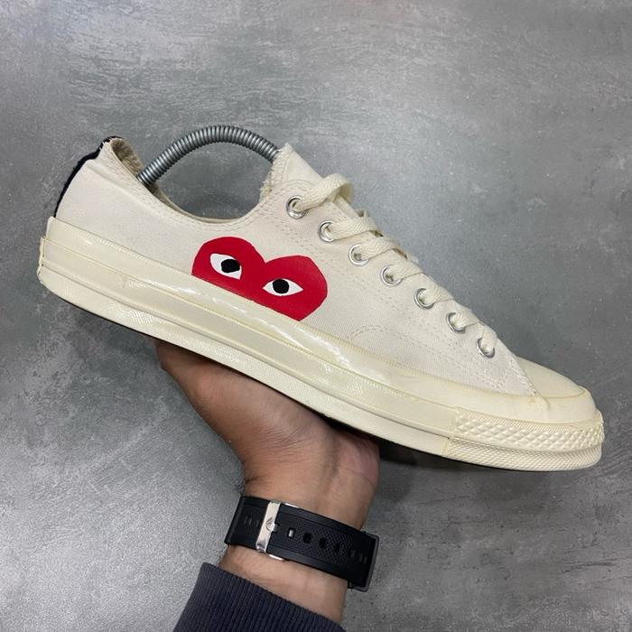 [Size 44] Rare Comme des Garcons x Converse Chuck Taylor All Star 70S OX Low ‘Play’ White 2018 (1502
