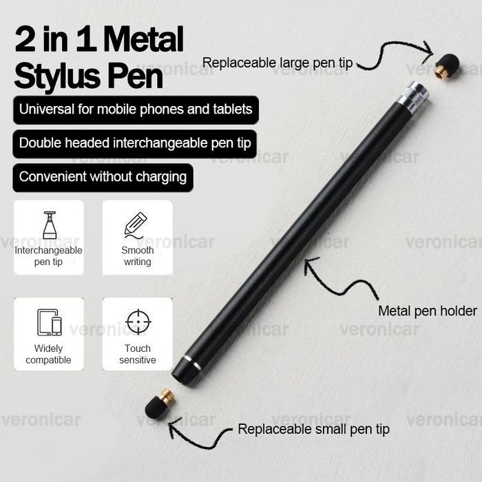 2 in1 Metal Stylus Pen Silikon Double-Head Stylus Pen Universal Pen Tablet Pen Hp Android Pensil ipa