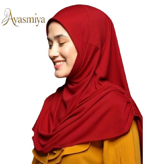 Hijab Instan Bergo Jersey ITY Korea  Warna Merah Bata