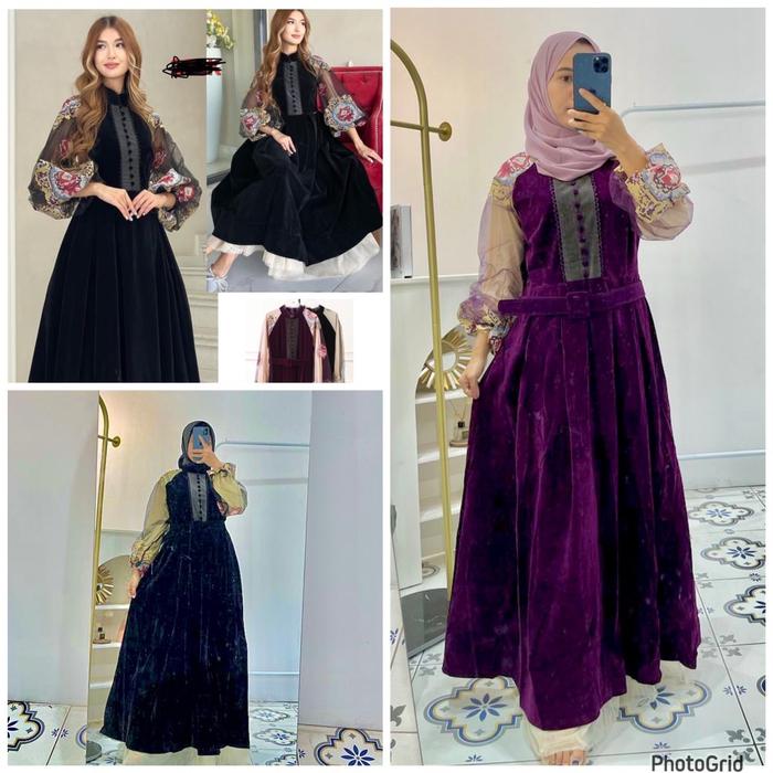 GAMIS GOLD CHERIES MAXY VELVET PREMIUM / GAMIS LEBARAN MEWAH