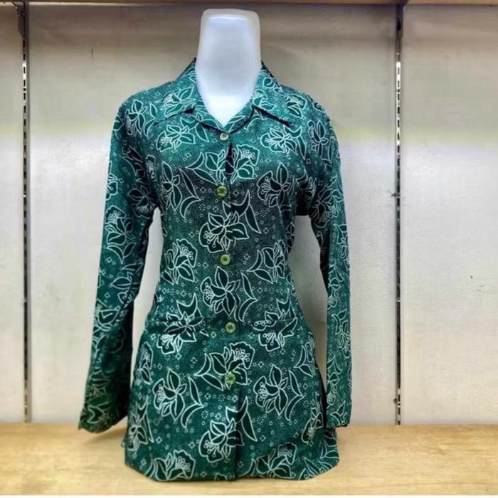 Baju batik PKK hijau tosca, blus batik pkk nasional Seragam Wanita