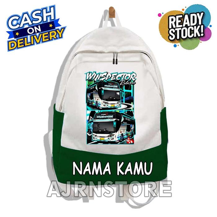 Tas Ransel Backpack Sekolah SD Jet Bus Winspector / Tas Anak Bus Mania Winspector Gratis Nama 107