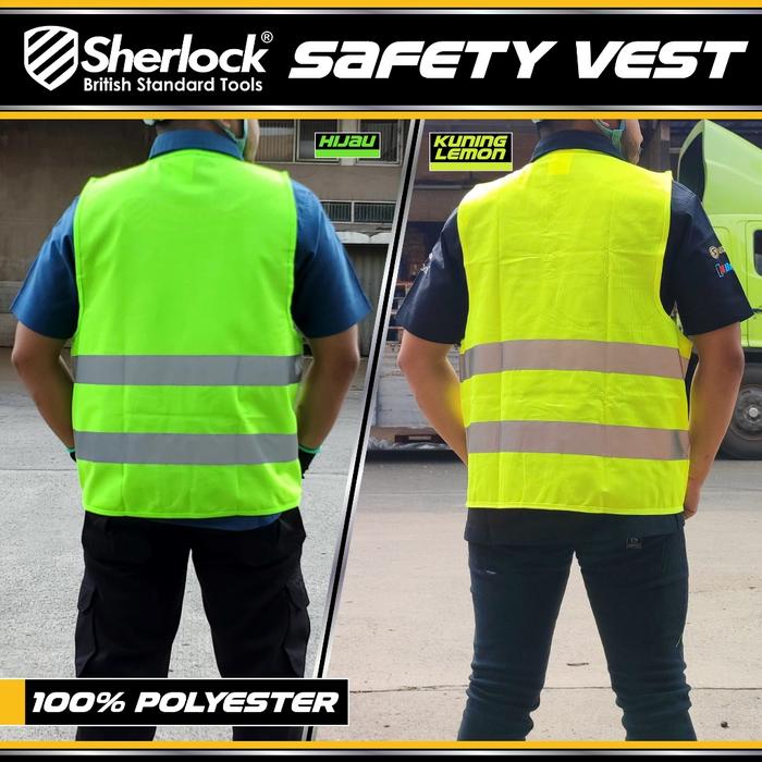 rompi keselamatan scotlite hijau ukuran l model sherlock