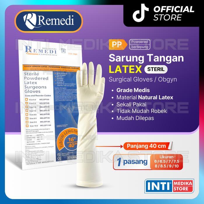 TERMURAH REMEDI - Sarung Tangan Obgyn Steril | Surgeon Gloves Latex Powdered Karet Cleaning READY ST