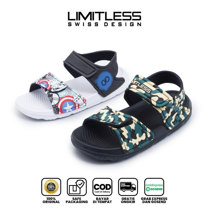 Limitless - Sandal Anak Motif Army Anti Slip Nyaman Ringan - Size 26-35