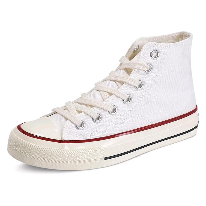 Defrent - Sepatu Sneakers Casual Canvas Putih High Boots Shoes Pria sagara