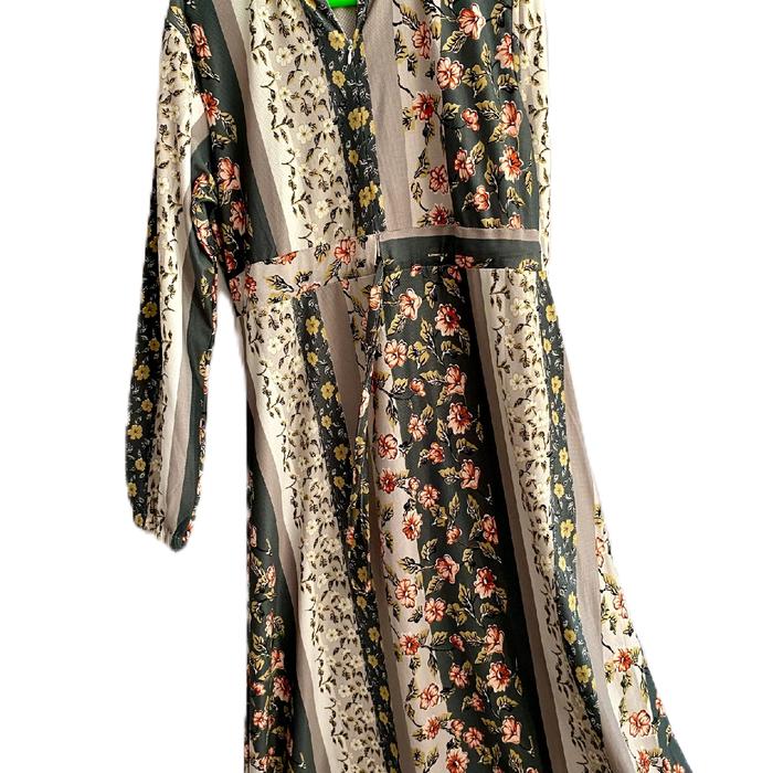 gamis canda gamis ibu-ibu motif bunga-bunga