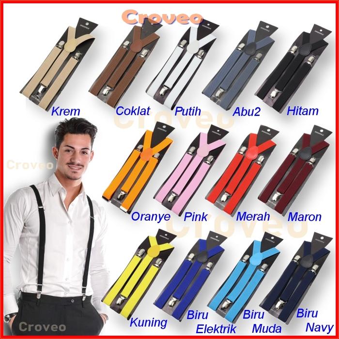 Tali Suspender Ikat Pinggang Jojon Pria Dewasa Bretel Belt Kodok Supender Sabuk Hitam Gasper Wanita 