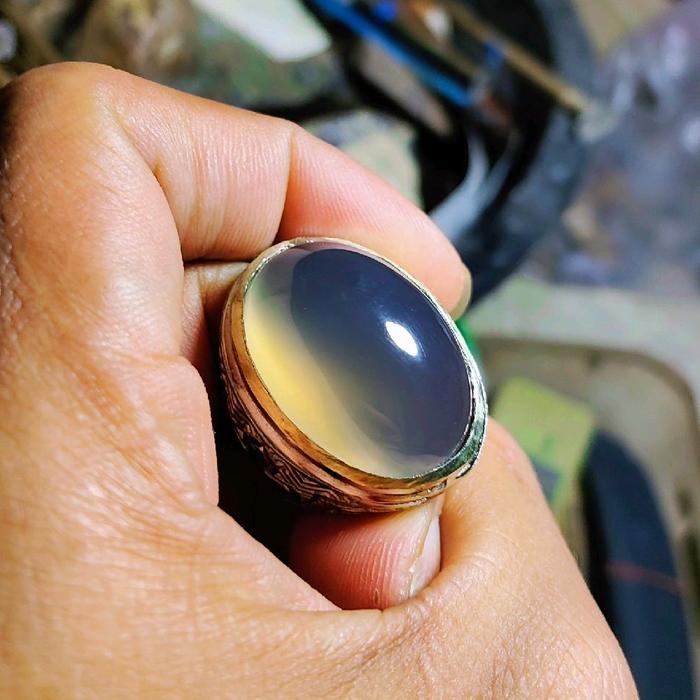 batu cimpago biru kristal ring alpaka..