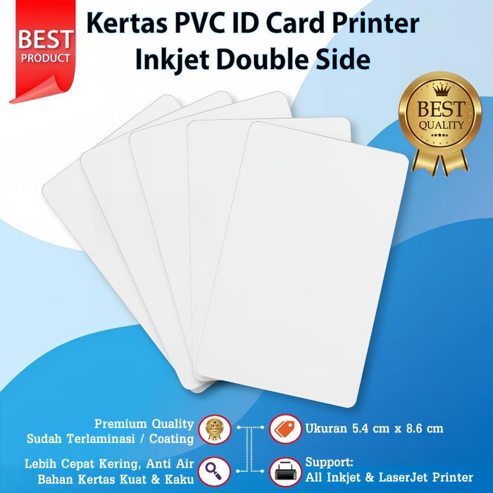 Inkjet PVC ID Card 0,76 White Grade A uk 8.6 x 5.4 cm ( Kertas PVC ID Card Inkjet Printable Tray Id 