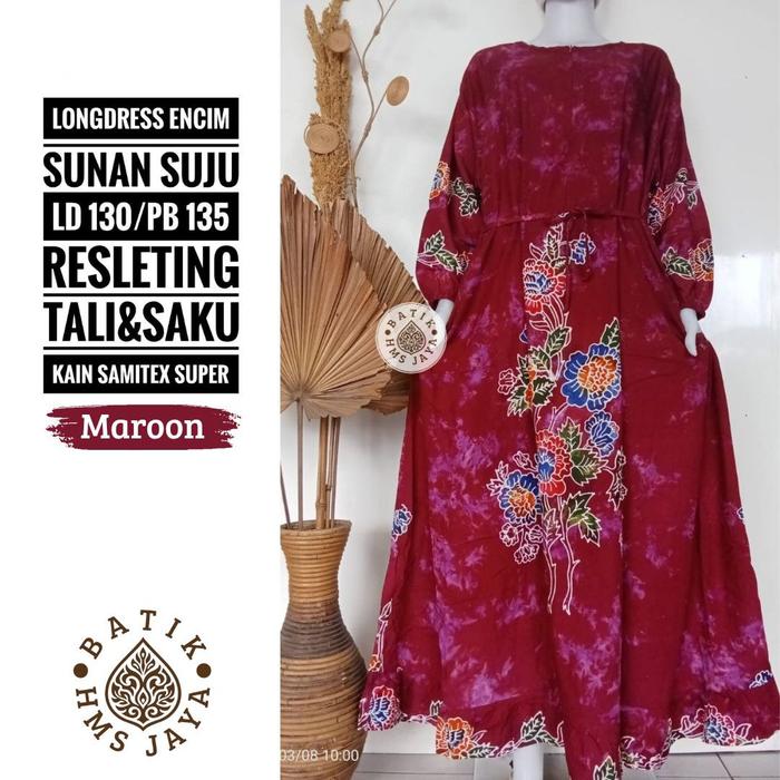 longdress encim sunan Suju Super jumbo Gamis adem nyaman viral kekinian batik pekalongan cap colet